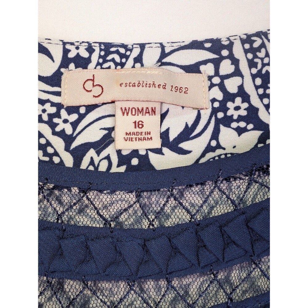 Db Dressbarn Womens Sleeveless Midi Dress Blue White Paisley Geometric Size 16 - Picture 3 of 8